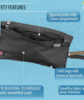 Black RFID Blocking Travel Pouch Money Belt Stash Wallet for Cash, Cards, ID, Passport, Ultra Slim Hidden Passport Holder