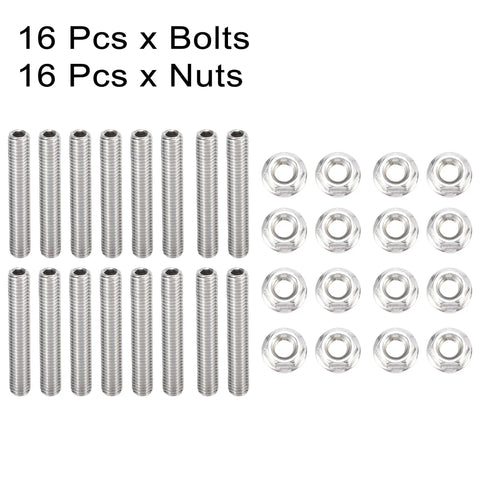 Heavy Duty Stainless Steel Exhaust Manifold Bolts And Studs Hardware Kit For Ford 4.6 Liter And 5.4 Liter V8 Engines, 16 Pcs of Bolts and Nuts