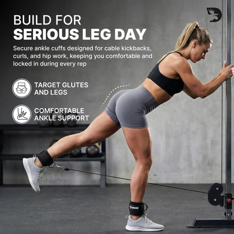 Premium Ankle Strap For Cable Machines With Ultra Thick 8mm Padding For Dope Comfort During Kickbacks Glute Workouts Leg