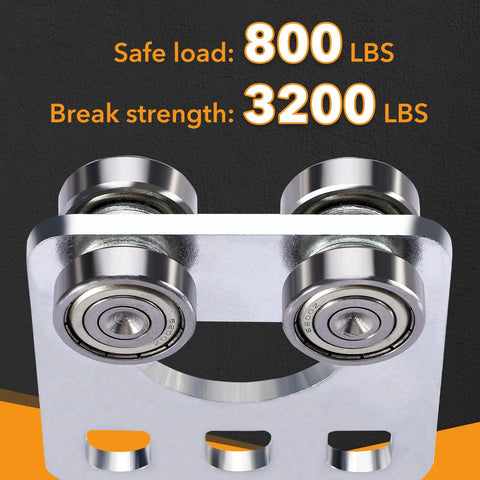 Four Wheel Trolley Assembly Rollers With Four Bearings For Unistrut Trolleys, rust-resistant galvanized carbon steel, safe load 800 lbs