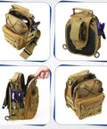 Complete 482 Piece Fishing Tackle Backpack Kit With Lures Hook Remover Lip Gripper And Gear Set Tackle Box Storage Sling Bag Ready For Any Outing Great Gift For Men Khaki, shown with multiple compartments and tools visible from various angles.