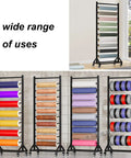 Badass Heavy Duty Steel Storage Rack Built Different For Garage Organization Setup holding vinyl rolls and tape on wheeled frame.