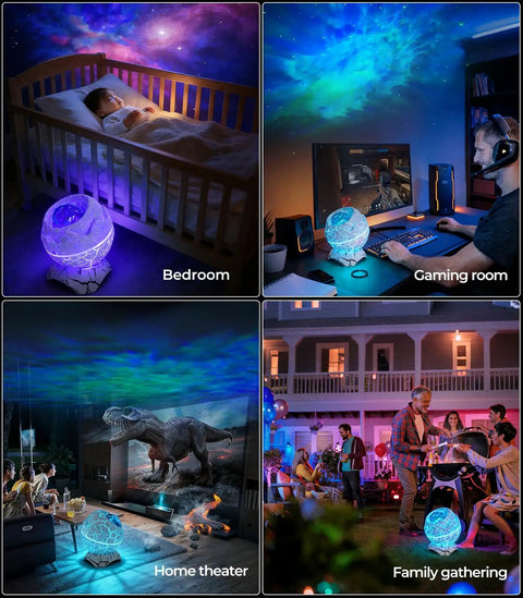 Dinosaur Egg Galaxy Star Projector Nebula Night Light With Remote And Timer 14 Color Options Nebula Flow Projections for various rooms