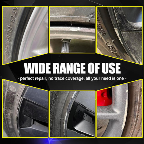 Close-up of Tesla Rim Touch Up Paint Kit for Model Y, Model 3, Model S, and Model X Wheels before repair