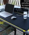Massive 46 Inch Extended Gaming Mouse Pad Desk Mat With Stitched Edges Extra Thick 0.20 Inch Black Washable Surface on table