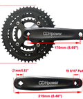 Triple Speed Aluminum Alloy Square Crankset 170mm 104 64 BCD 48 38 28T Chainring Set with Crankarms, mountain bike view.