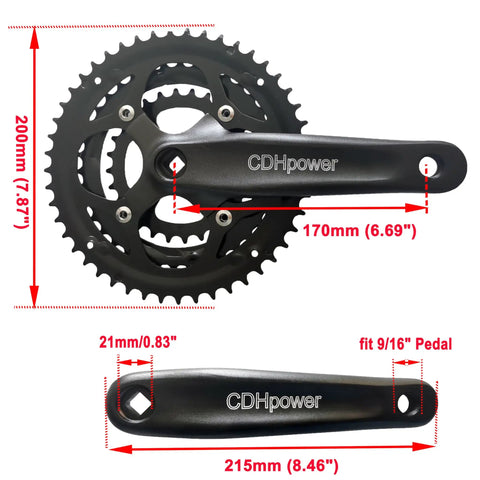 Triple Speed Aluminum Alloy Square Crankset 170mm 104 64 BCD 48 38 28T Chainring Set with Crankarms, mountain bike view.