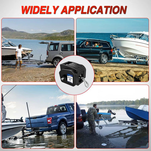 Beefy 3500 Lb Electric Boat Winch 12V DC With Remote Control And Hand Crank Portable Waterproof Reversible Trailer Winch For Boats mounted on trailer