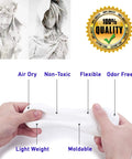 Hands stretching Cosplay Foam Clay White High-Density For Intricate Designs Air Dries In 48 Hours showing properties and sculptures