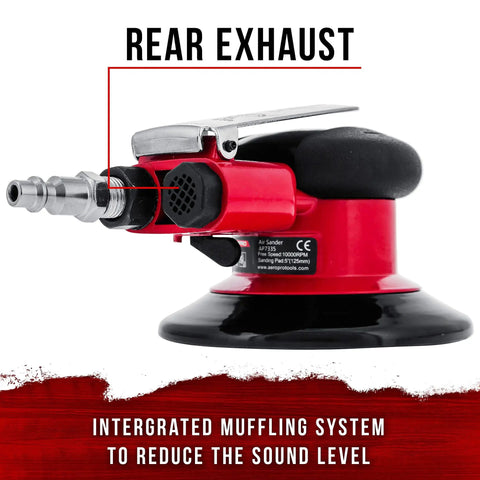 Heavy Duty 5 Inch Dual Action Random Orbit Air Palm Sander With Rear Exhaust