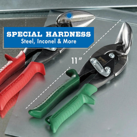 Two Piece Offset Aviation Snips Set For Left And Right Cuts In Stainless Steel, Forged Blades, Ergonomic Comfort Grips, Heavy Duty Cutting Shears Built For Long, Clean Cuts And Tight Curves