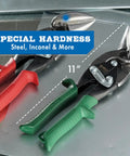 Left Cut Offset Aviation Snips Pro Grade For Straight And Tight Left Cuts, Stainless Steel Blades, Heavy Duty Cutting Shears