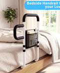 Bedside Safety Rails With Non Slip Foam Pad Handle, Adjustable Bed Rail For Home Use, Storage Bag Included, White Finish