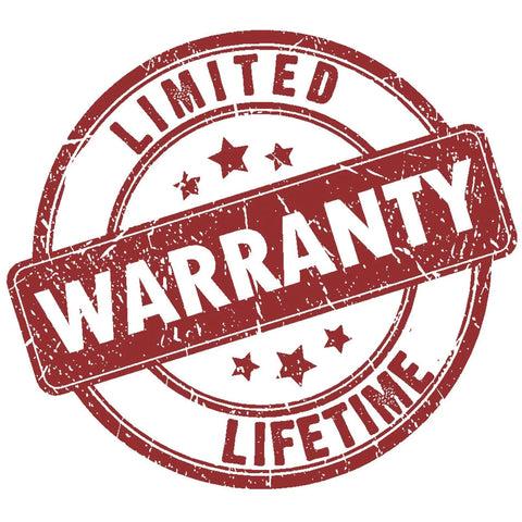 Red vintage-style badge displaying 'Limited Lifetime Warranty' with stars, symbolizing product guarantee and reliability.