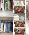 Gigantic 15 Inch Fabric Storage Basket With Strong Handles, Monster 24 Liter Closet Organizer Basket, Solid Polyester Sorting Bin in a colorful closet.