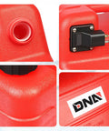 Close-up of Portable 24L 6 Gallon Marine Fuel Tank For Boats And Yachts With Hose Red Leak Free Fuel Flow Durable Marine Grade Tank.