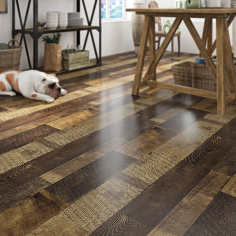 Wood Look Peel And Stick Vinyl Plank Roll For Floors Walls Bathrooms And Countertops Waterproof Removable Renter Friendly Easy DIY Install 15.8x197 Inch 21.65 Sq Ft Brown Shiplap Finish on floor.