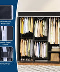 Beefy Heavy Duty Freestanding Portable Closet Organizer With Adjustable Carbon Steel Frame And Thick Vinyl Cover Handles Up To 1100 Pounds showcasing dust-proof cover and smooth zipper.