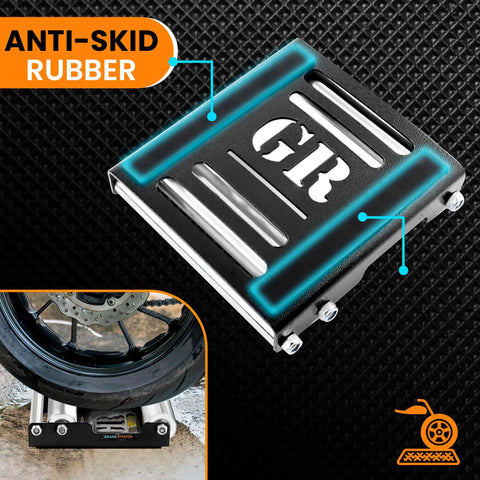 Motorcycle Wheel Roller Stand With Ramp Support For Easy Tire Cleaning And Chain Lubing Portable Paddock Style Stand For Bikes