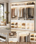 Massive 100 Inch White Closet Organizer With Four Roomy Wooden Drawers And Four Heavy Duty Hanging Rods Featuring Sixteen Handy Cubby Storages For A Quick Walk In Wardrobe Setup That Is A Total No Brainer, showcasing stylish organization.