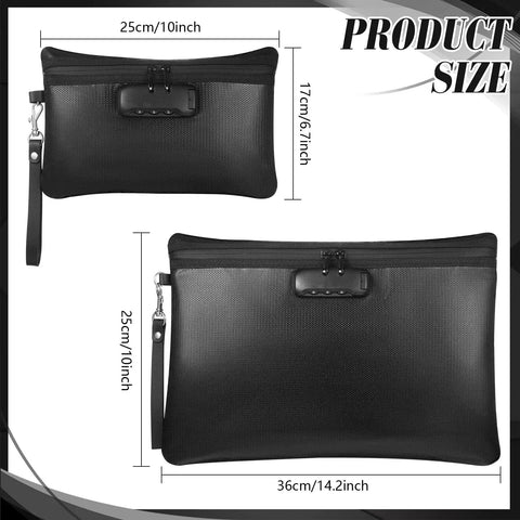 Fireproof Safe Document Bags With Lock Waterproof Zipper Pouches For A4 Files Notary Journal And Passport Storage Two Pack