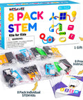 8 Set Electric Circuit STEM Kits For Kids Aged 8 To 12 Easy Setup No Tools Needed Each Kit Comes With Its Own Manual Supports Up To 8 Players Batteries Not Included Super Fun Hands On Electronics Projects gift box with 8 individual circuit kits and manuals