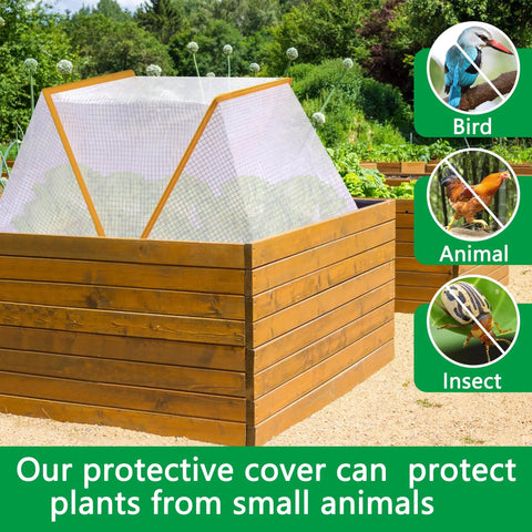 2 Pack Foldable Garden Row Cover With Net Cage Guards For Raised Beds 32 By 13 By 14 Inches Plant Protector Greenhouse Net Shields Veggies And Fruit From Animals Breathable Ventilation And Sunlight Access