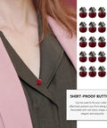 20 Piece Set Of Hidden Clothes Buttons With Resin Cherry Safety Brooch Closures For Shirts Pants And Hats Fashion Collar Pins used on collar.