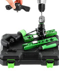 Tough As Nails Ratchet Flaring Tool Kit For Copper And Aluminum Piping One Quarter To Three Quarter Inch 45 Degree Single Flare Eccentric Cone Design With Clutch Works In Manual Or Drill Mode For HVAC Installations shown with accessories and case