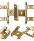 Vintage Style Solid Metal Cabinet Door Hinges 19mm Non Mortise Folding Hinges gold finish, detailed view.