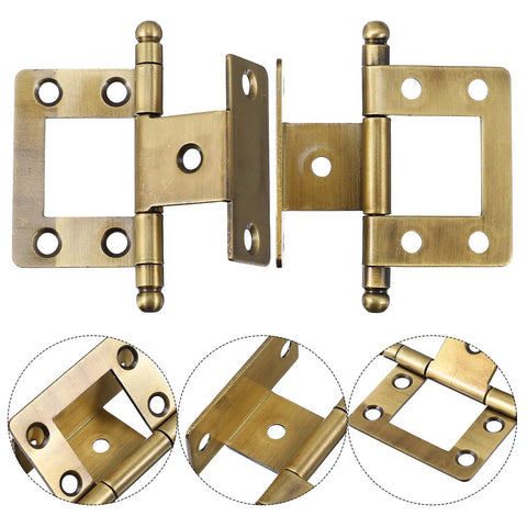 Vintage Style Solid Metal Cabinet Door Hinges 19mm Non Mortise Folding Hinges gold finish, detailed view.