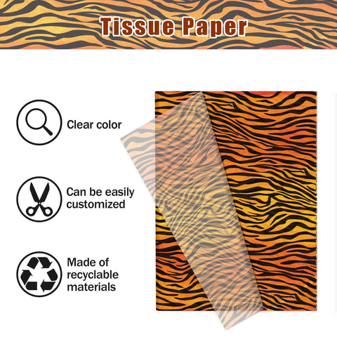 Totally Boss Tiger Print Tissue Paper Set With 50 Sheets, Animal Pattern Gift Wrap In 19.7x13.8 Inch Size, clear color design