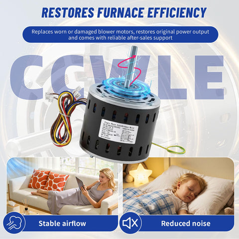 Furnace Blower Motor Heavy Duty One Third HP 115V 1075 RPM Four Speed Replacement for GE Trane American Standard displayed with benefits.