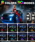 4 LED Cordless Strobe Lights With Remote Control, 8 color modes for cars and trucks, vibrant display with product image