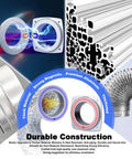 Front view: magnetic dryer vent connector kit in silver with 4-inch duct, 3.1 ft length, and two clamps
