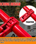 Close-up of locking design on Beefy Heavy Duty Ratchet Chain Binders Three Eighths To One Half Inch With G70 Grab Hooks
