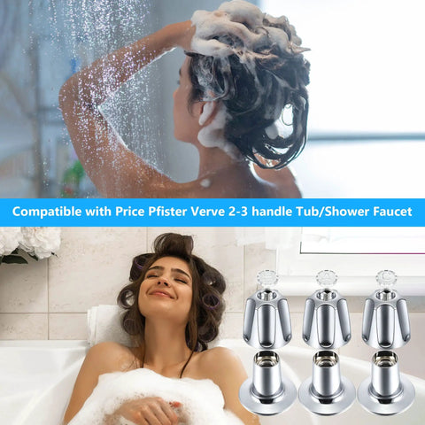 Three Piece Shower Knob Replacement Kit For Price Pfister Verve Tub And Shower Faucets Hot Cold Diverter Handles Chrome Finish