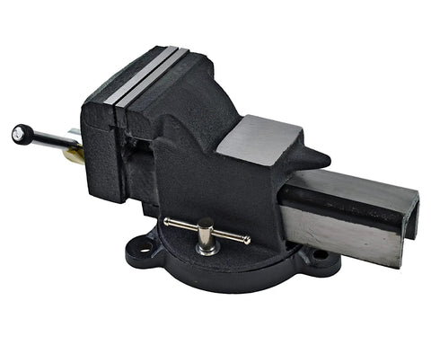 6 Inch Beefy Heavy Duty Steel Bench Vise With 360 Degree Swivel Base And Half To Two Inch Pipe Capacity Cast Steel Body Black Finish