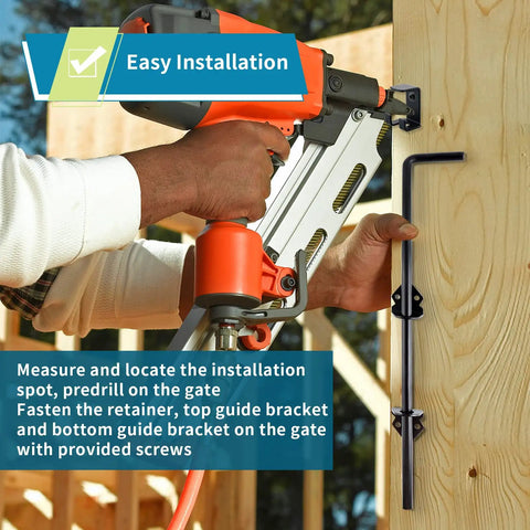 Installation of Heavy Duty Cane Bolt And 18 Inch Drop Rod Kit Built Like A Tank With Black Powder Coating for wooden gate.