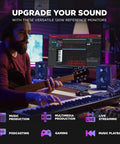 Musician using Pro Grade Wired Studio Monitors For PC With Three Point Five Inch Drivers Latency Free Audio Crystal Clear Sound