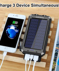 Rugged 8000mAh Solar Charger Power Bank For Outdoor Adventures, Grab And Go Portable Waterproof Camping Battery Pack with USB C ports