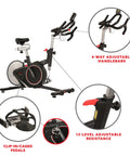 Smooth Riding Indoor Cycling Bike Featuring Forty Pound Rear Flywheel And Digital Console to showcase adjustable handlebars and pedals.