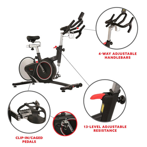 Smooth Riding Indoor Cycling Bike Featuring Forty Pound Rear Flywheel And Digital Console to showcase adjustable handlebars and pedals.