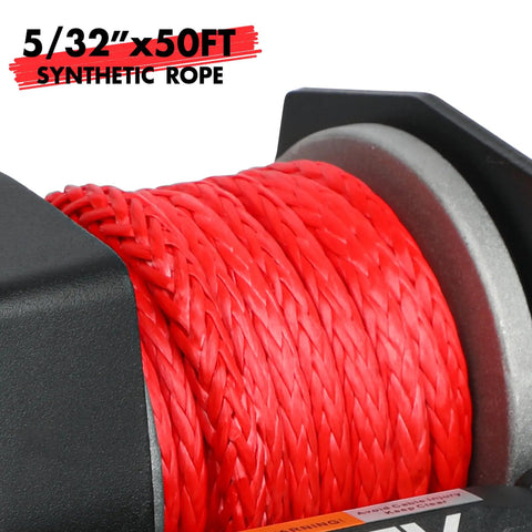 2500lbs 12V Electric Winch With Integrated Remote Control And Control Box For ATV UTV Boat Trailer Nylon Synthetic Rope 5/32 x 50ft