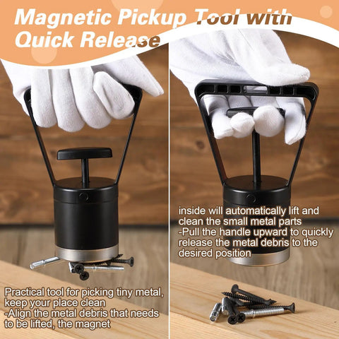 Magnetic Pickup Tool With Quick Release And 8 Lb Capacity, Handheld Magnet Grabber For Metal Shaving And Pay Dirt Gold Prospecting, Easy Retrieval Of Nails Screws Bolts And Small Metal Debris