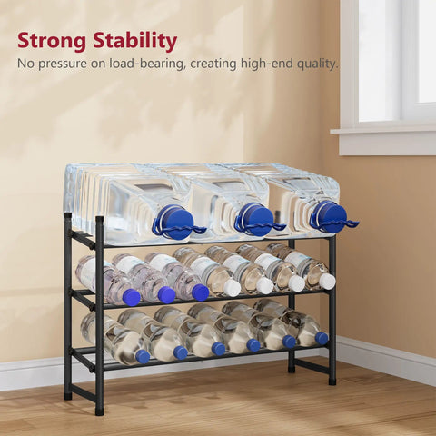 Expandable Three Tier Shoe Rack For Closet And Entryway, Adjustable From 28 To 41 Inches, holds water bottles in garage