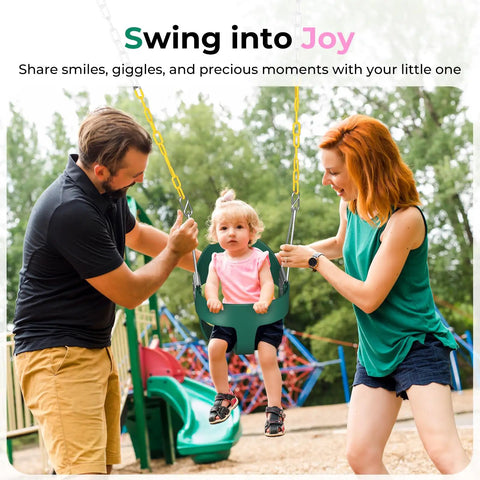 Outdoor Toddler Swing With High Back Full Bucket Seat For Backyard Or Playground 330 Lb Capacity Ultra Safe Design in use