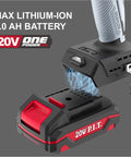 20V Cordless Compact Impact Wrench Kit With 1/2 Inch And 1/4 Inch Chucks, showing Li-ion battery connection.