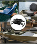 Marine Grade Clamp On Boat Seat Swivel Mount Kit Featuring Tight Grip For Bench Style Bass Fishing Skiff And Kayak Vessels Snappy No Drill Setup Beefy Steel Build in use on a fishing boat.