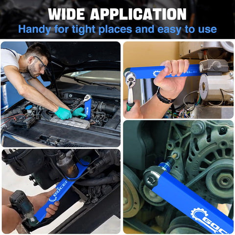 Impact Offset Extension Wrench Kit With Universal Square Drive Adapters 1/4, 3/8, 1/2 Inch For Tight Spaces, Durable Chain Design, Smooth Operation, Ideal Gift For Mechanics, Dads, And Pro Home Techs